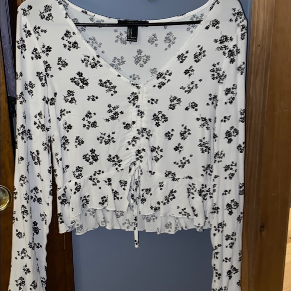 Long sleeve tie front top